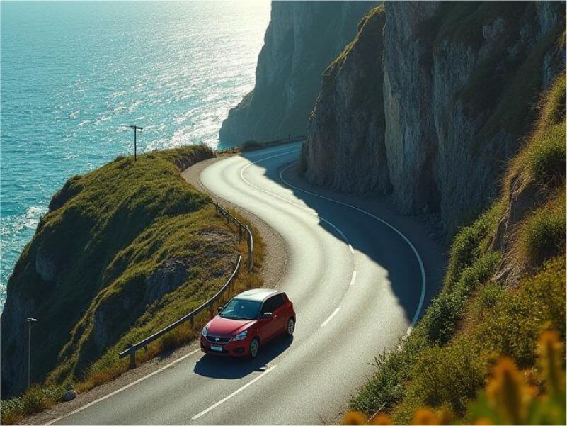 rental car on the road